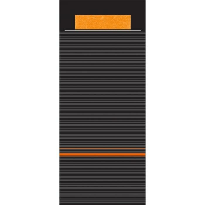 Bestekzakjes Lima Zwart + Servet Oranje