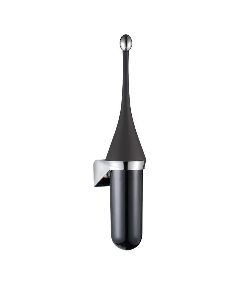 Elive line 2, Toiletborstel houder Zwart/ zilver, voor wandmontage