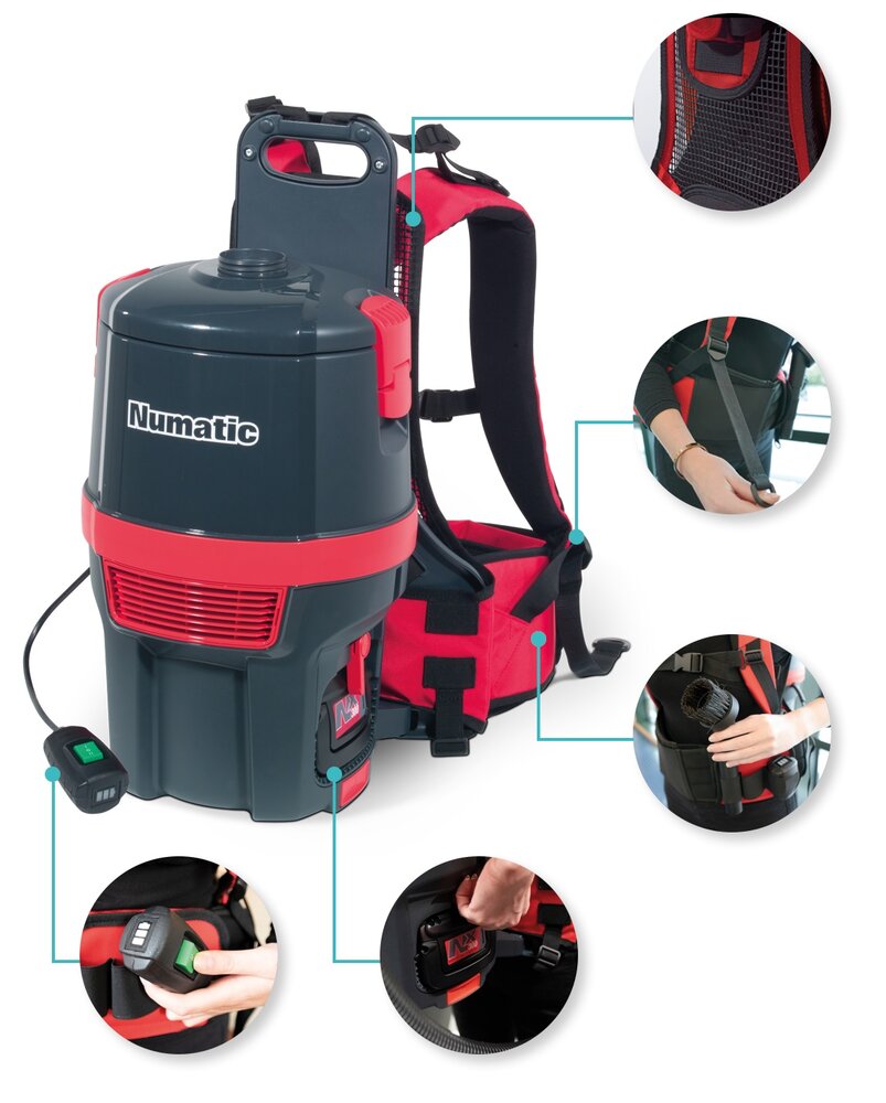 Numatic Rugstofzuiger batterij HEPA RSB150H-NX met kit AA30E