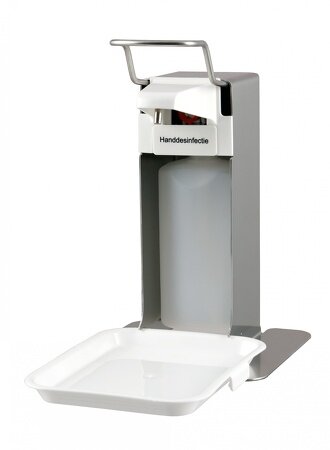 MediQo-line Zeep- &amp; Desinfectiedispenser tafelmodel 500ml RVS + opvangschaal