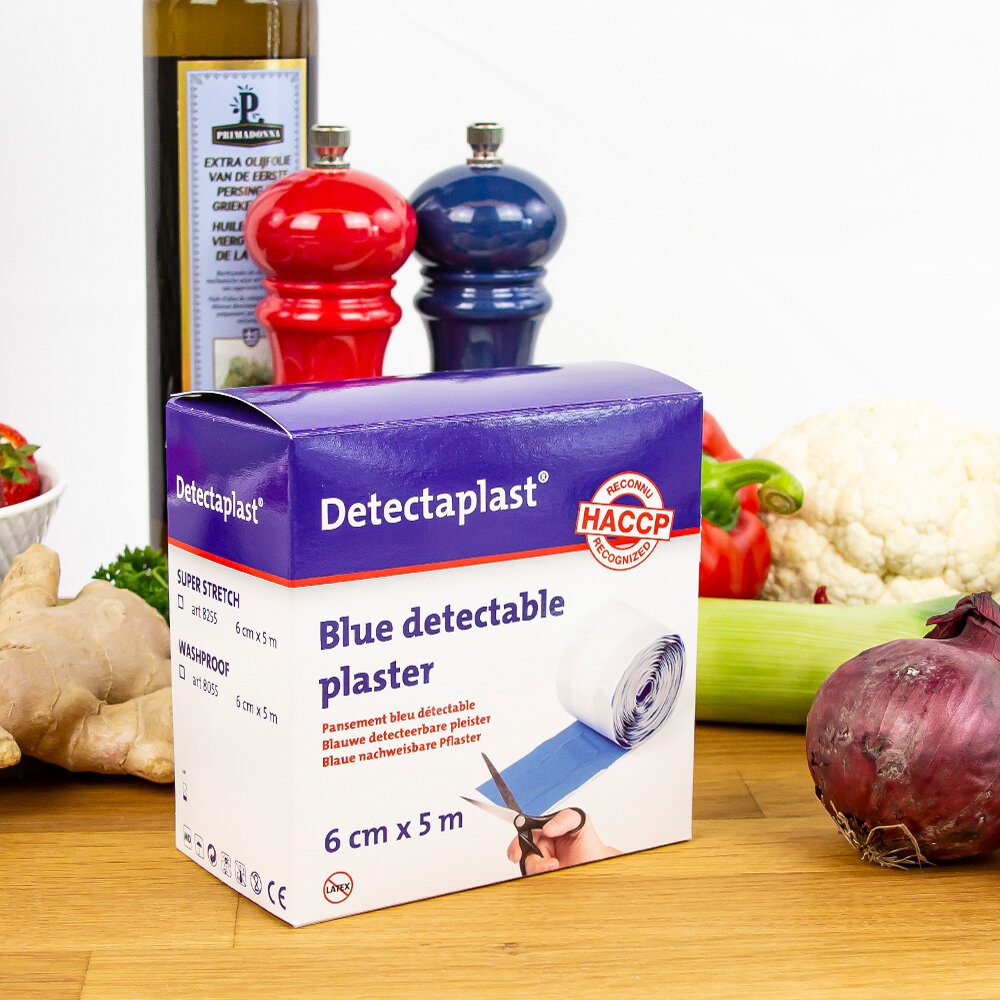 Detectaplast detect. textielpleister elastisch blauw 6cm x 5m