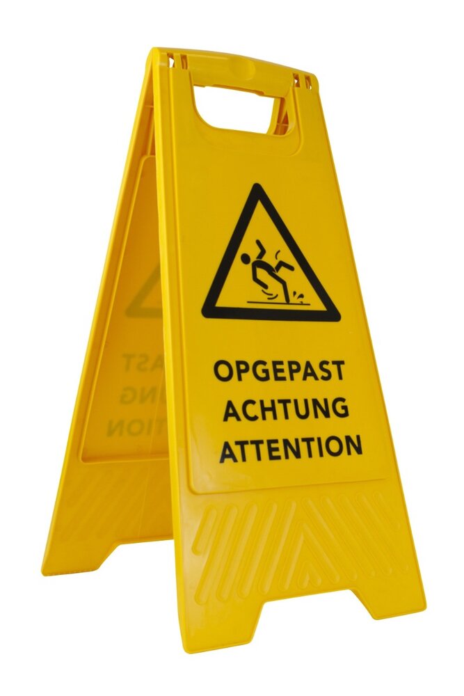 Waarschuwingsbord in 3 talen