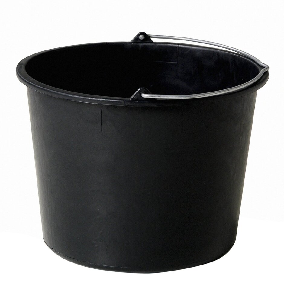 Glazenwasser emmer zwart 12 ltr.