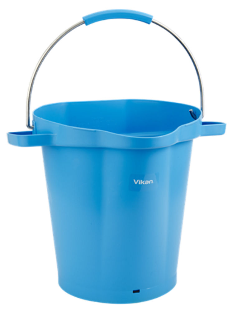 Vikan Emmer 20L Blauw &ndash; Hygi&euml;nische Kunststof Emmer met Tuit, Maatverdeling &amp; RVS handvat