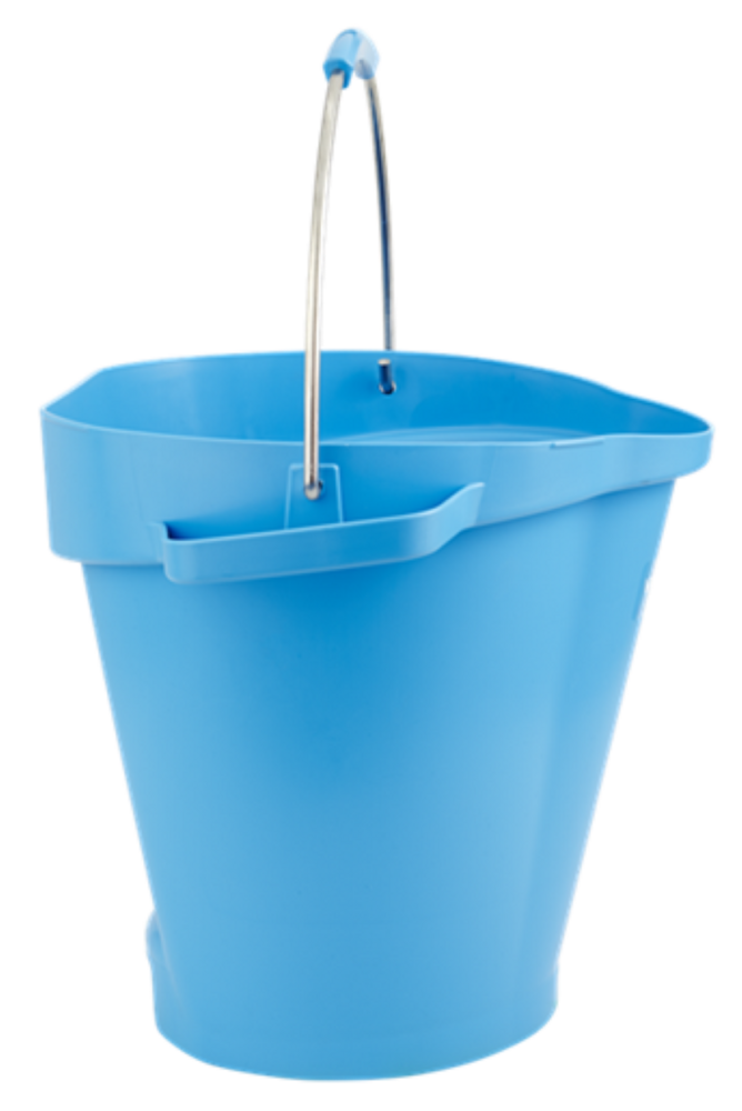 Vikan Emmer 20L Blauw &ndash; Hygi&euml;nische Kunststof Emmer met Tuit, Maatverdeling &amp; RVS handvat