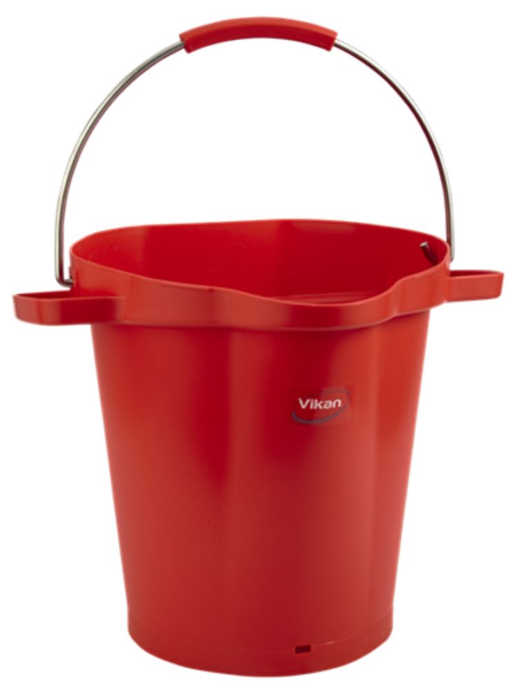 Vikan Emmer 20L Rood &ndash; Hygi&euml;nische Kunststof Emmer met Tuit, Maatverdeling &amp; RVS handvat