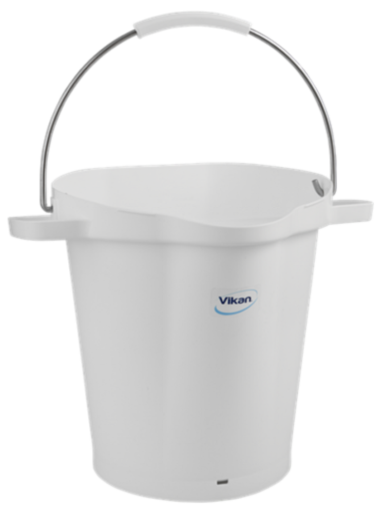 Vikan Emmer 20L Wit &ndash; Hygi&euml;nische Kunststof Emmer met Tuit, Maatverdeling &amp; RVS handvat