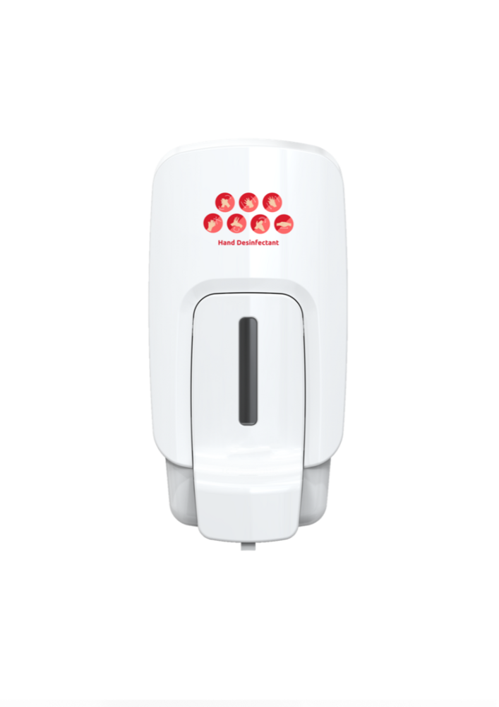 Hand druk dispenser (1000 ml) met desinfectie logo