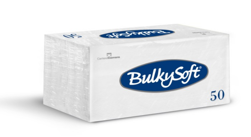 Bulkysoft 2-Laags Witte Servetten 33 x 33 cm, 1/8 Vouw, Doos van 2000 Stuks