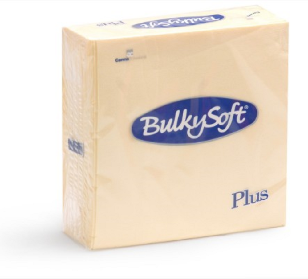 Bulkysoft 2-Laags Cr&eacute;me Servetten 38 x 38 cm, 1/4 Vouw PLUS, Doos van 1440 Stuks