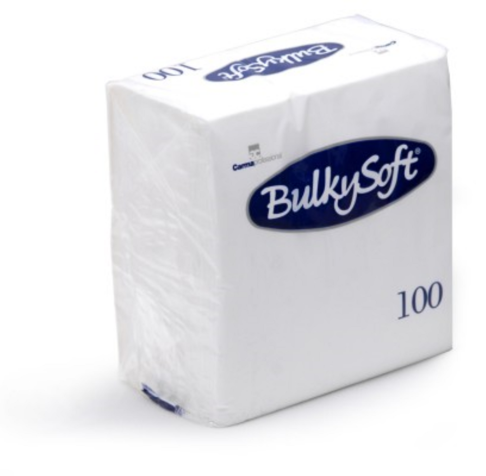 Bulkysoft 2-Laags Witte Servetten 33 x 33 cm, 1/4 Vouw, Doos van 2000 Stuks