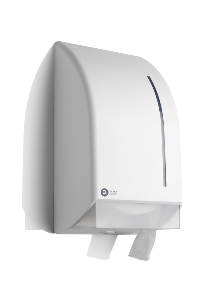 Black Satino jumbo toiletroldispenser Wit