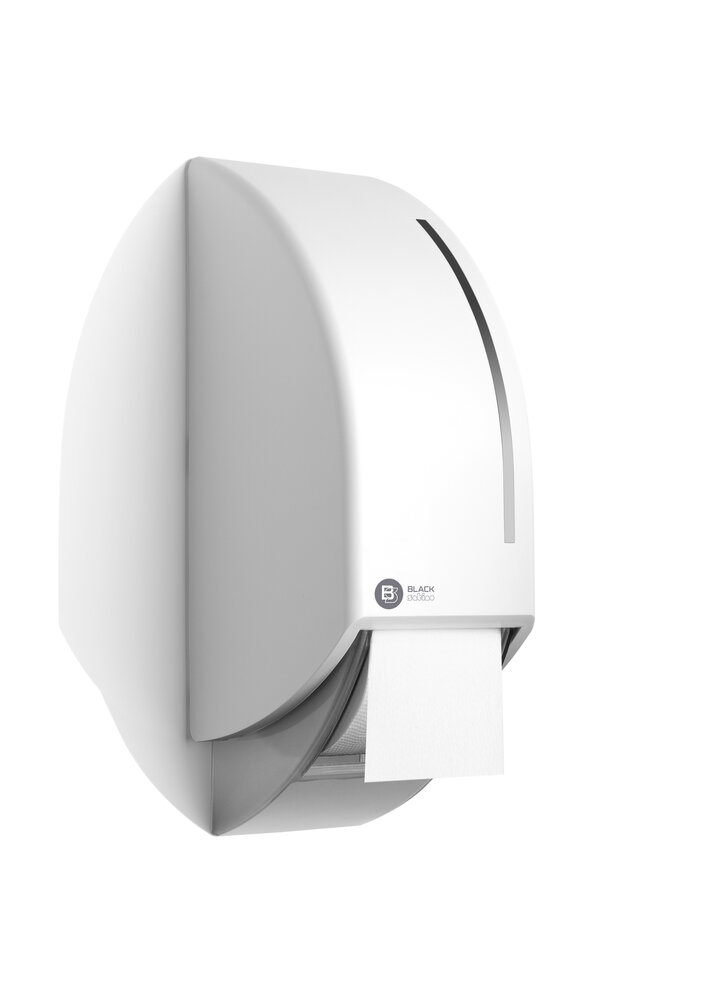 Black Satino Toiletroldispenser voor 2  systeemrollen Wit
