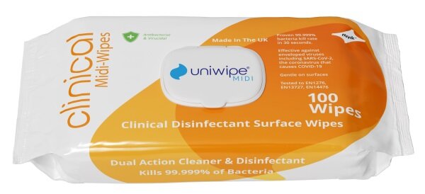 Uniwipe Klinische desinfectiedoekjes MIDI, 100 stuks in verpakking