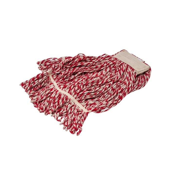 Strengenmop 450 gr. met band gelust wit/rood
