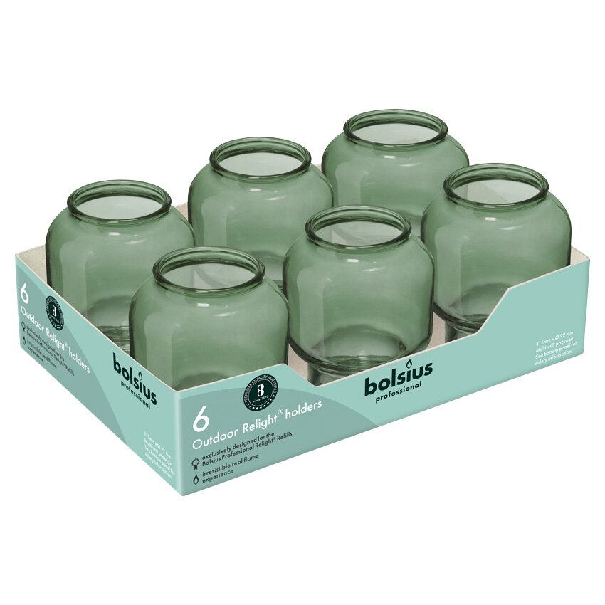 Bolsius Relight houder 'Sphere' doos 6 Olijfgroen