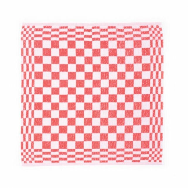 Keukenhanddoek Badstof geblokt 10 stuks-Rood