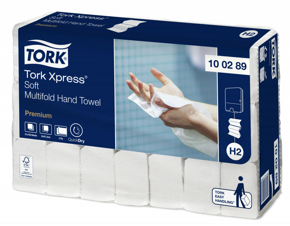 Tork Xpress Zachte Multifold Handdoek H2 Wit 2-Laags - 3150 stuks