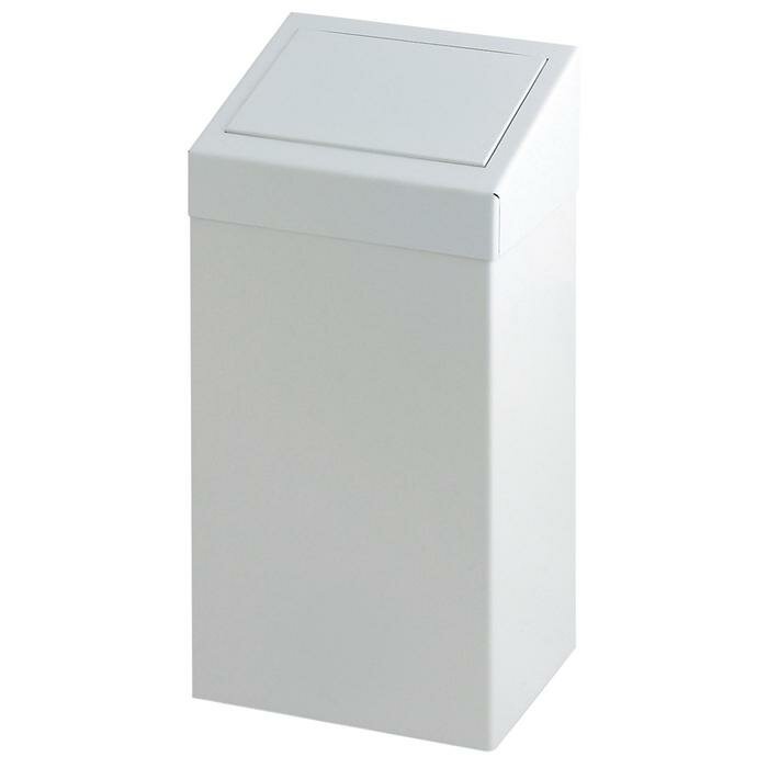 Metalen afvalbak met pushklep 55 liter - wit