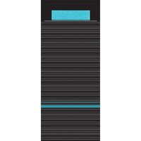 Bestekzakjes Lima Zwart + Servet Turquoise