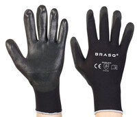 Polyester handschoenen zwart PU coating -8-M