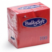 Bulkysoft 2-Laags Rode Servetten 24 x 24 cm, 1/4 Vouw, Doos van 2000 Stuks