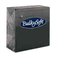 Bulkysoft 2-Laags Zwart Servetten 33 x 33 cm, 1/4 Vouw, Doos van 2000 Stuks