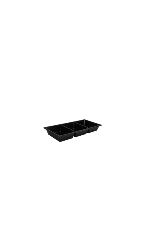 Schaal 3-vaks zwart rpet 250x120x31mm doos van 315