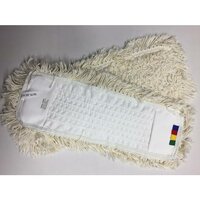 Vlakmop katoen, Wit, 40x14cm, zijkanten gesneden, bovenkant gelust, met insteek pocket.