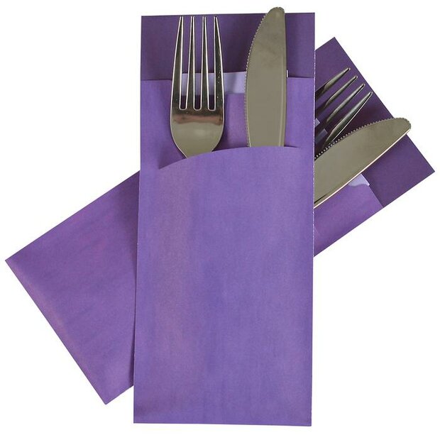 Bestekzakjes Marble Purple, uitgerust met een hoog kwaliteit 33x33 cm servet Lila, 2- laags