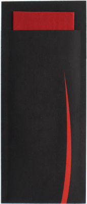 Bestekzakjes BARI BLACK + RED Servet  ds. 500 stuks