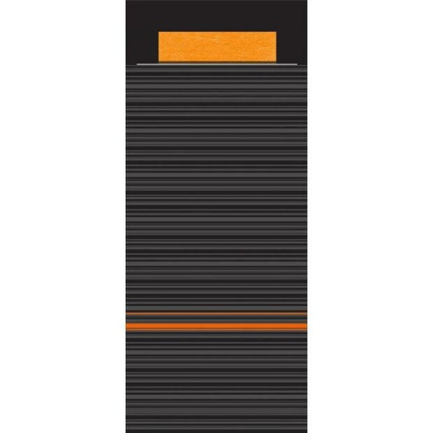 Bestekzakjes Lima Zwart + Servet Oranje