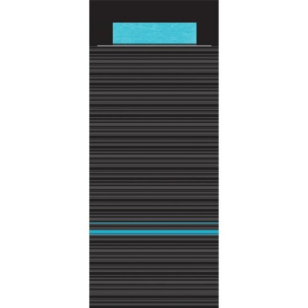 Bestekzakjes Lima Zwart + Servet Turquoise