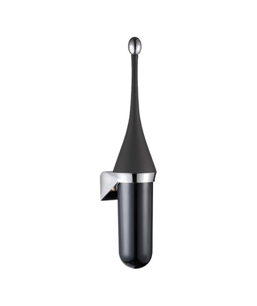 Elive line 2, Toiletborstel houder Zwart/ zilver, voor wandmontage
