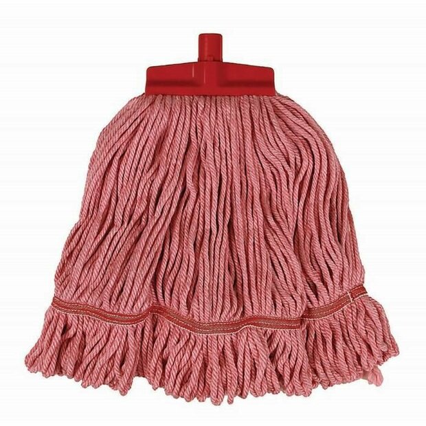 SYR strengenmop met aansluiting en scrubpad-Rood