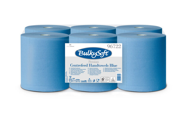 Bulkysoft Midi poetsrollen Blauw cellulose pak a 1x6 rol 2lgs.150 mt.