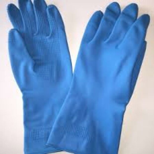 Huishoudhandschoenen, zwaar,  Kwaliteit Nitril DPL, maat L, Blauw pak 1x12 stuks