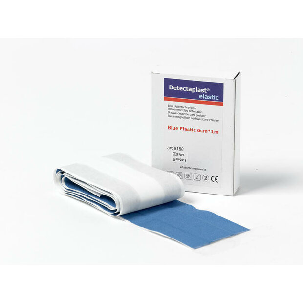 (REF 8188) Detectaplast detect. textielpleister elastisch blauw 6cm x 1m
