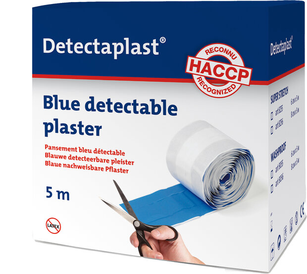 Detectaplast detect. textielpleister elastisch blauw 6cm x 5m
