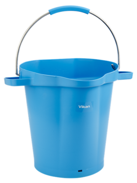 Vikan Emmer 20L Blauw &ndash; Hygi&euml;nische Kunststof Emmer met Tuit, Maatverdeling &amp; RVS handvat