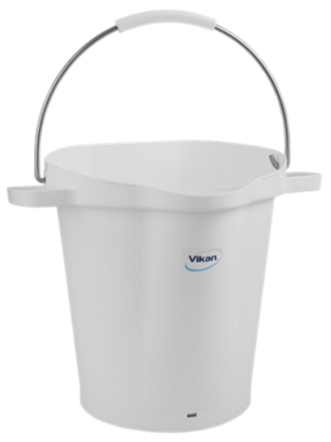 Vikan Emmer 20L Wit &ndash; Hygi&euml;nische Kunststof Emmer met Tuit, Maatverdeling &amp; RVS handvat