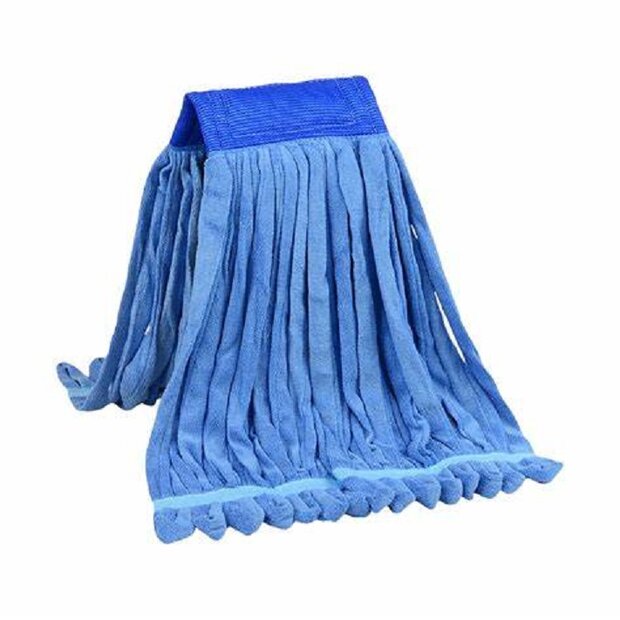 Strengenmop BLAUW 100% microvezel met band gelust 400grams