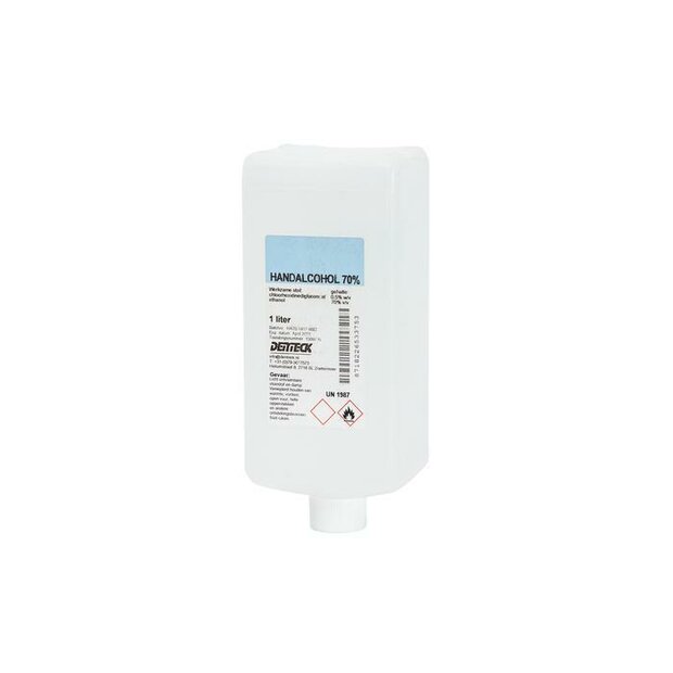 Denteck Handalcohol 70% dun  12x1lt. (voor elleboog dispenser)