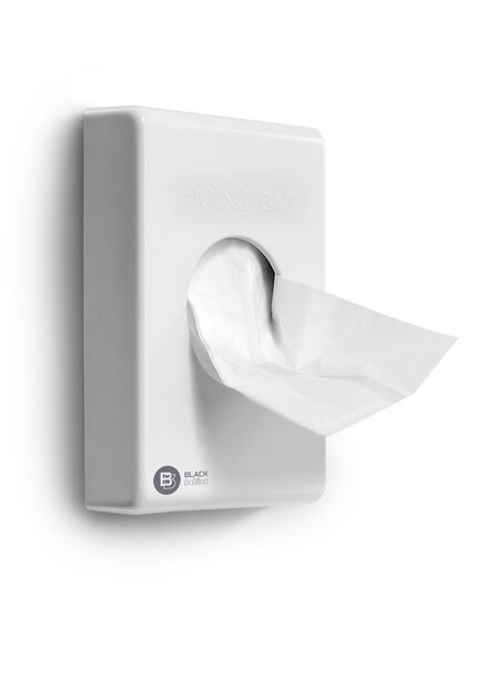 Black Satino hygi&euml;nezakjes dispenser Wit