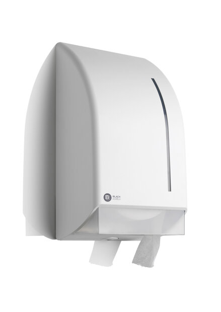Black Satino jumbo toiletroldispenser Wit