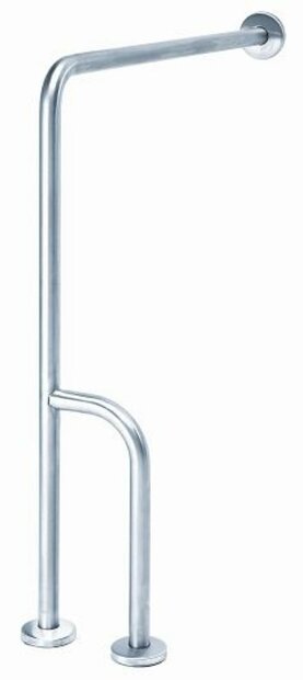 MediQo-line Wand/vloergreep RVS met extra stang-Beugel Links