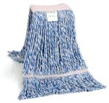Strengenmop 450 gr. met band gelust wit/blauw