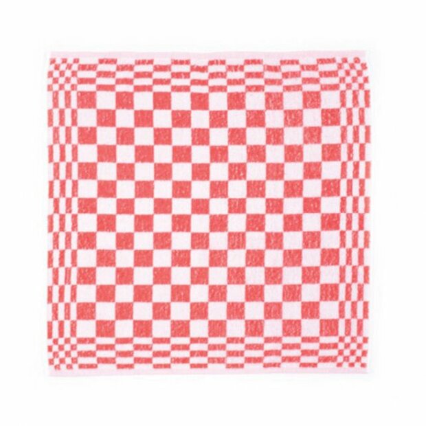 Keukenhanddoek Badstof geblokt 10 stuks-Rood
