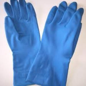 Huishoudhandschoenen, zwaar,  Kwaliteit Nitril DPL, maat L, Blauw pak 1x12 stuks 