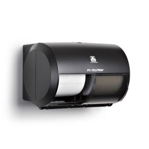 BulkySoft Evsolution 2-Roll Coreless Toiletpapier Dispenser Zwart Horizontaal